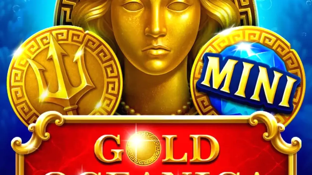 Cena subaquática mágica do jogo Gold Oceanica com a deusa Oceanica e criaturas marinhas